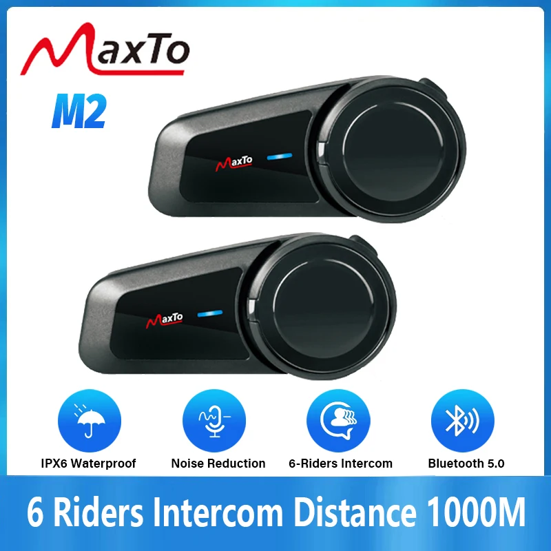 Motorcycle Helmet Intercom 6 Rider - 2PCS Maxto M2 오토바이 헬멧 블루투스