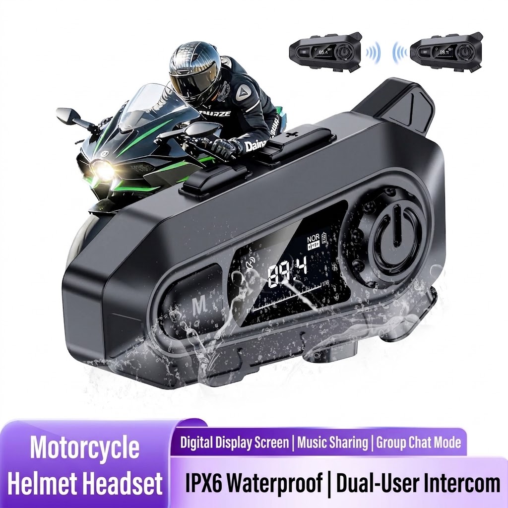 Motorcycle Intercom With Fm Radio - 오토바이 헬멧용 블루투스 헤드셋, 500m 통신