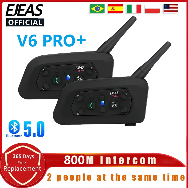 Bluetooth Headset Helmet 1000M - EJEAS V6 PRO + 오토바이 헬멧
