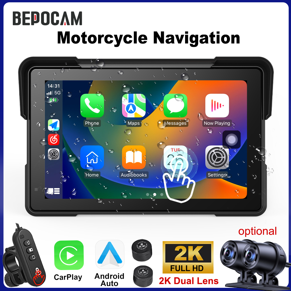 Motorcycle Gps Navigator Waterproof - BEPOCAM 5/7'' Carplay 오토바이 DVR 네비게이션