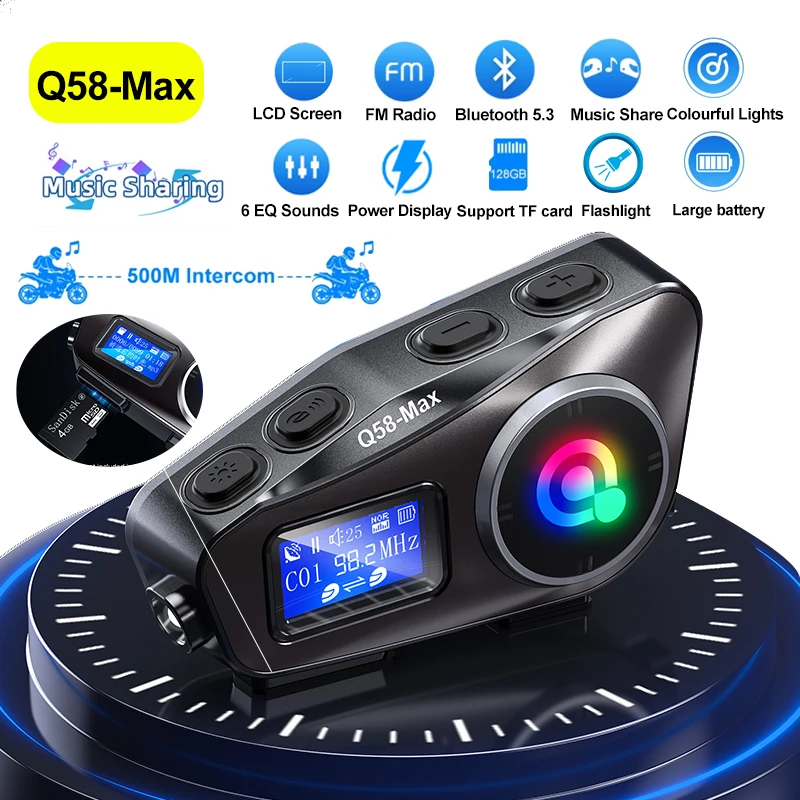 Motorcycle Intercom With Fm Radio - 오토바이 헬멧 무선 블루투스 헤드셋 인터콤