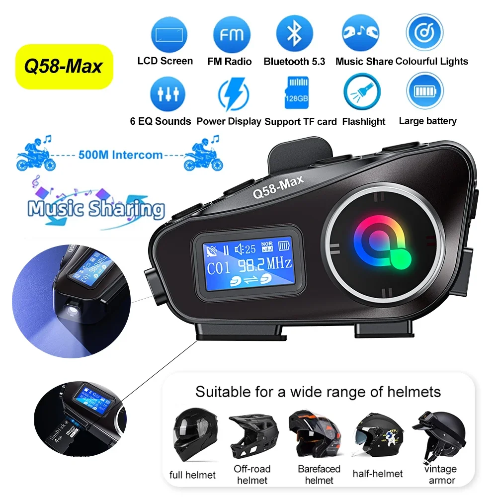 대형 스크린 디스플레이 헬멧 인터콤 오토바이 블루투스  - Bluetooth Headset Helmet 1000M 리뷰 및 가격