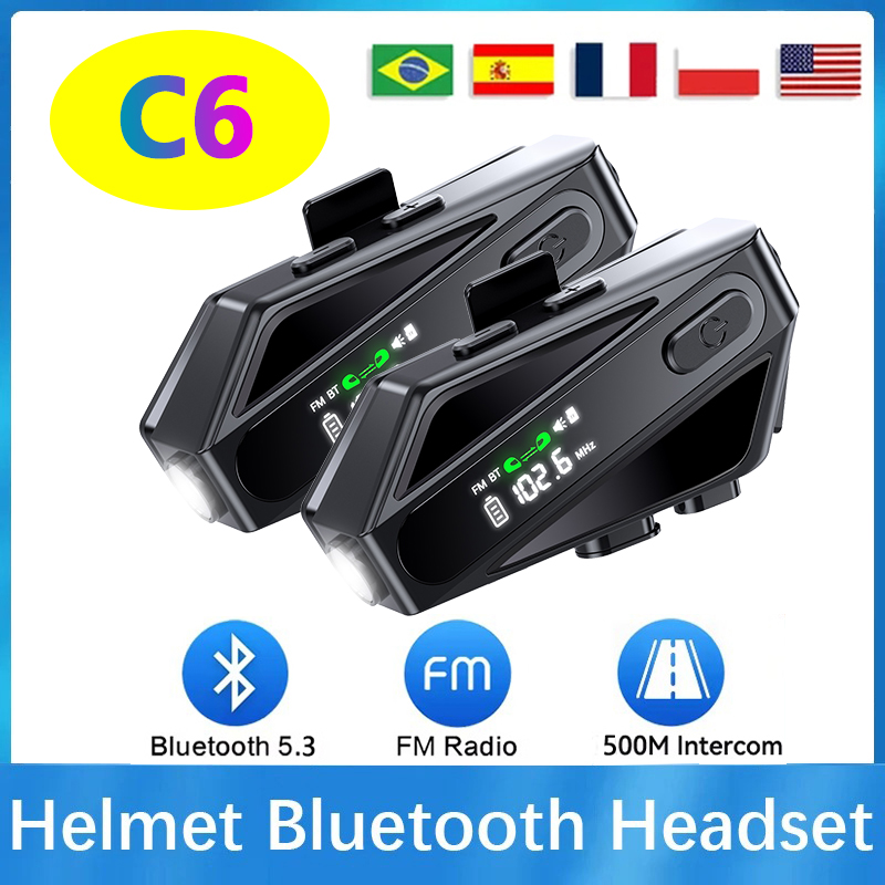 1/2PC C6 오토바이 헬멧 블루투스 인터콤 헤드셋  - Bluetooth Headset Helmet 1000M 리뷰 및 가격