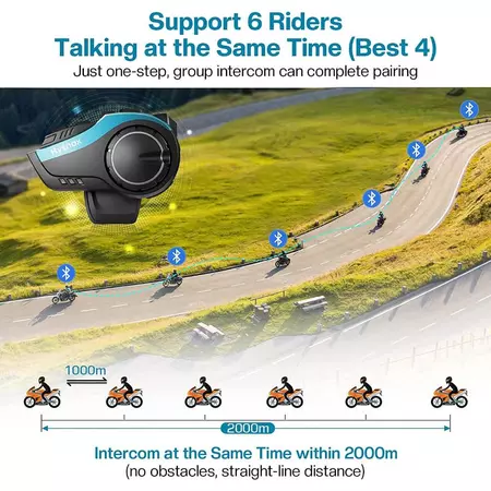 HY-02 방수 인터콤 2000M 그룹 6 라이더 5. - Motorcycle Intercom Mesh 2000M 리뷰 및 가격