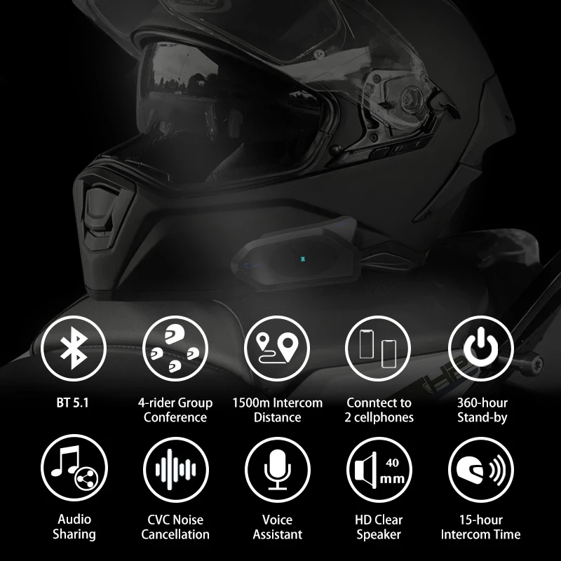 오토바이 블루투스 인터콤 헬멧 커뮤니케이터 헤드셋, F - Bluetooth Headset Helmet 1000M 리뷰 및 가격