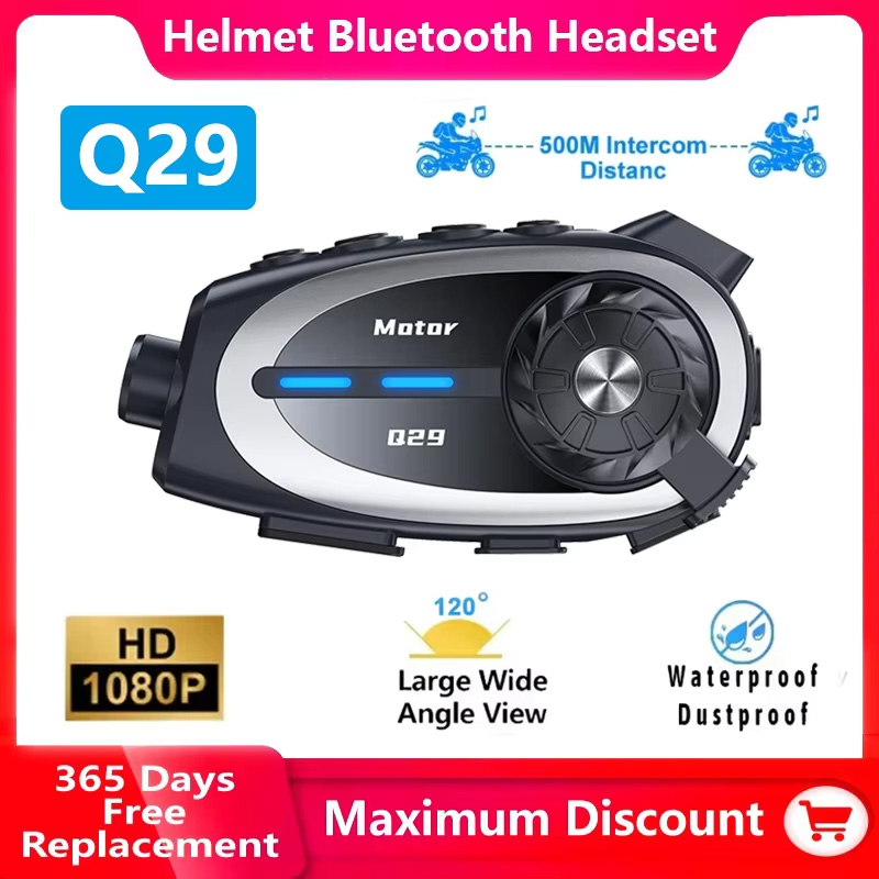 Q29 오토바이 헬멧 인터콤 블루투스 헤드셋 1080P - Helmet Communication System Camera 리뷰 및 가격